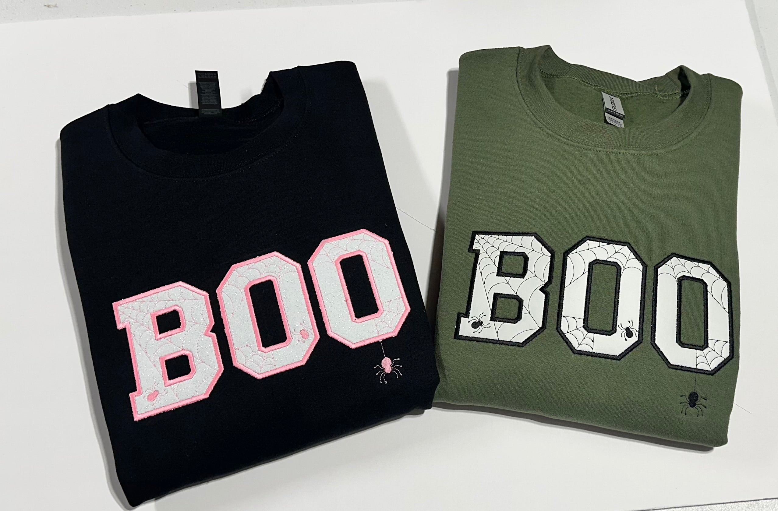 Glow-in-the-Dark BOO Sweatshirt | Embroidered Spider Web Halloween Crewneck